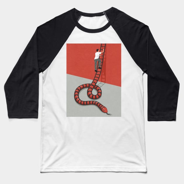 Snake Ladder Baseball T-Shirt by John Holcroft